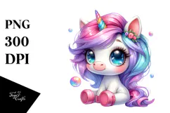 Cute Unicorn with Cool Haircut, PNG Product Image 1