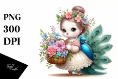 Whimsical Baby Peacock Gardenia | Clipart Product Image 1
