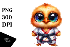 Crazy Eyes Cute Chicken with Karate Outfit PNG Product Image 1