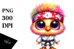 Cute Baby Chicken Karate Outfit PNG Product Image 1