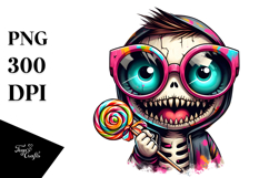 Funny Haunted Doll Wearing Sunglasses PNG Product Image 1