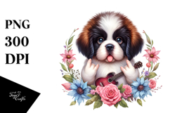 Baby Saint Bernard Rock Star FLORAL FRAME | Sublimation | Product Image 1