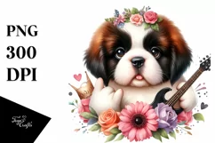 Saint Bernard Rock Star Caricature Clipart Product Image 1
