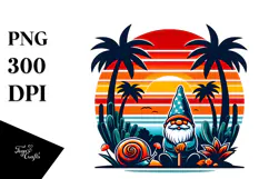 Retro Tropical Gnome Sunset, 20 oz Tumbler Product Image 1