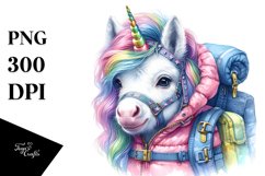 Baby Unicorn in Mountaineer&#039;s Gear PNG Product Image 3