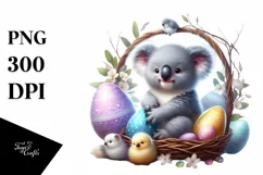 Digital Painting Baby Koala with Easter Egg PNG Product Image 1
