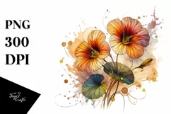 Abstract Wooden Small Stained Nasturtium Clipart Product Image 3