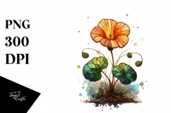 Abstract Wooden Small Stained Nasturtium Clipart Product Image 3