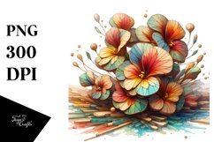 Abstract Wooden Small Stained Nasturtium Clipart Product Image 3