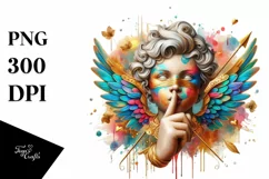 Cupid Angel Of Love Secret Watercolor Florals Clipart Product Image 1