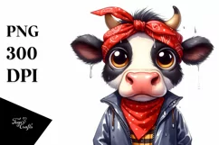 Expressive Cow with Bandana and Raincoat Clipart Product Image 3