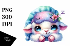 Colorful Baby Lamb with Sleeping Mask Clipart Product Image 1