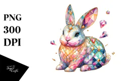 Colorful Bunny Made of Diamonds, Summer Splash PNG Product Image 1