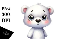 Cute Baby Polar Bear Watercolor Illustration | Sublimation | Product Image 1