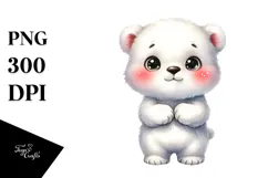 Cute Baby Polar Bear Watercolor Illustration | Sublimation | Product Image 1