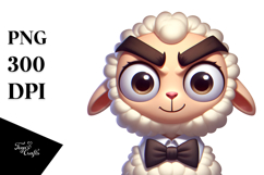 Silly Cartoon Lamb with Bow Tie, High-Res PNG Product Image 1