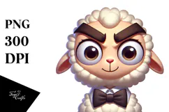Silly Cartoon Lamb with Bow Tie, High-Res PNG Product Image 1