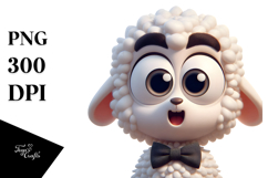 Silly Cartoon Lamb with Bow Tie, High-Res PNG Product Image 1