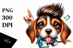 Beagle Rock Star Funny Haircut Clipart Product Image 3