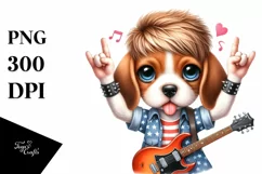 Beagle Rock Star Funny Haircut Clipart Product Image 3