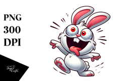 Silly Cartoon Rabbit with Cross-Eyed Expression, Transparent Product Image 1