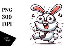 Silly Cartoon Rabbit with Cross-Eyed Expression, Transparent Product Image 1