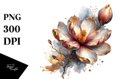 Shiny Magnolia with Golden Insertions, High-Quality PNG Product Image 1