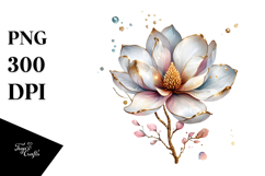 Shiny Magnolia with Golden Insertions, High-Quality PNG Product Image 1