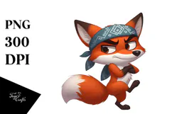Silly Cartoon Fox with Bandana PNG Product Image 1