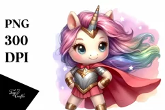 Pastel Cute Unicorn Poses as a Hero | Clipart Product Image 3
