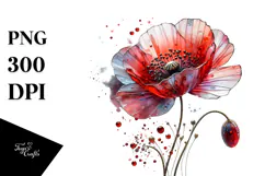 Poppy Watercolor Splash PNG Product Image 1