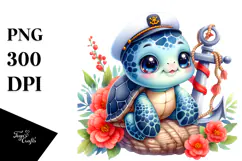 Colorful Baby Turtle Sitting on Sailor | Sublimation | Product Image 1
