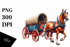 Vintage Horse Wagon USA Flag | Clipart Product Image 3