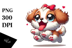 Playful Cartoon Puppy Mid-Air PNG Product Image 1