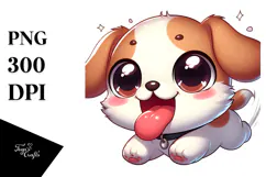 Playful Cartoon Puppy Mid-Air PNG Product Image 1