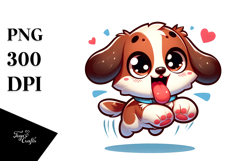 Playful Cartoon Puppy with Tongue-Out Face PNG Product Image 1
