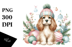 Pastel Cocker Spaniel with Christmas Decorations, Product Image 1