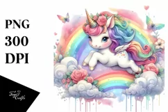 Baby Unicorn Jumping Over a Rainbow PNG Product Image 3
