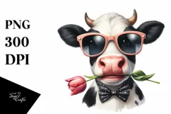 cow with sunglasses and flower | Clipart Product Image 3