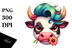 Funny Cow with Cool Hair, High-Res PNG Product Image 1