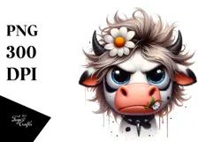 Funny Cow with Cool Hair, High-Res PNG Product Image 1