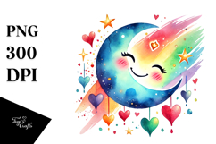 Smiling Moon with Hearts PNG Product Image 1