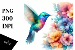 Pastel Watercollor Vibrant Hummingbird | Clipart Product Image 3