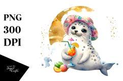Cute Seal in Beachwear PNG Product Image 1