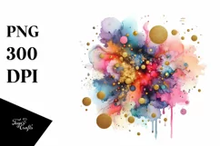 Colorful Particles with Golden Foil Drips Watercolor Product Image 3