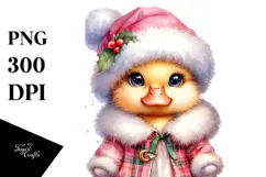 Cute Baby Duck with Christmas Outfit, Transparent PNG Product Image 1