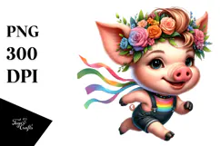 Goofy Baby Pig Running PNG Product Image 1