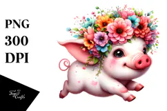 Goofy Baby Pig Running PNG Product Image 1
