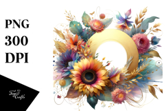 Abstract Sunflower Gold Foil Frame | Sublimation | Clipart Product Image 1