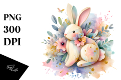 Colorful Pastel Bunny Made of Wood PNG Product Image 1